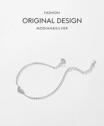 Modian 2023 New Design Real 925 sterling silver Heart CZ Bracelet Fashion Crystal Wedding Lady Classic  Romantic Jewelry