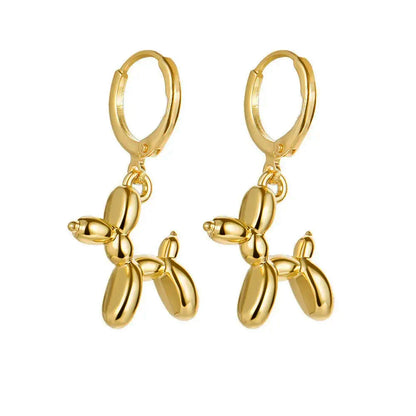 Popular Balloon Dog Pendant Dangle Earrings For Women Metal Style Cute Canimal Hoop Earring Fashion Jewelry Wedding Party Gifts