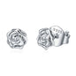 WOSTU Flower Heart Stud Earrings 100% 925 Sterling Silver Pearl Small Earrings For Women Wedding Engagement Jewelry Gifts