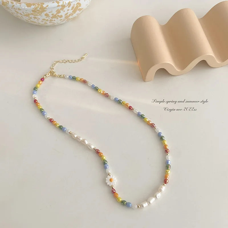 Multicolour Bead Choker Necklace Pendant Bead Decoration Bracelet Bohemia Summer Beach Beach Clavicle Chain Jewelry