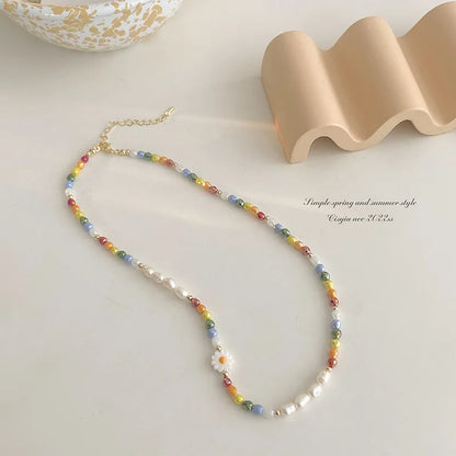 Multicolour Bead Choker Necklace Pendant Bead Decoration Bracelet Bohemia Summer Beach Beach Clavicle Chain Jewelry
