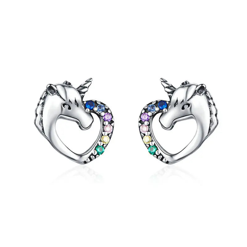 WOSTU Flower Heart Stud Earrings 100% 925 Sterling Silver Pearl Small Earrings For Women Wedding Engagement Jewelry Gifts