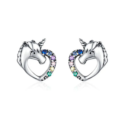 WOSTU Flower Heart Stud Earrings 100% 925 Sterling Silver Pearl Small Earrings For Women Wedding Engagement Jewelry Gifts