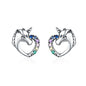 WOSTU Flower Heart Stud Earrings 100% 925 Sterling Silver Pearl Small Earrings For Women Wedding Engagement Jewelry Gifts