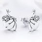 WOSTU Flower Heart Stud Earrings 100% 925 Sterling Silver Pearl Small Earrings For Women Wedding Engagement Jewelry Gifts