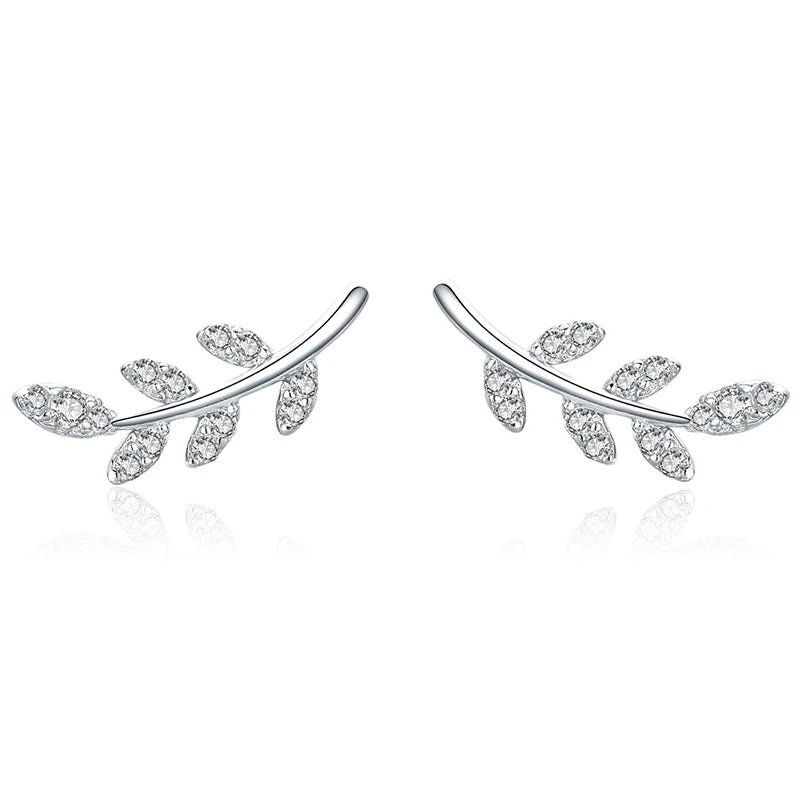 WOSTU Flower Heart Stud Earrings 100% 925 Sterling Silver Pearl Small Earrings For Women Wedding Engagement Jewelry Gifts