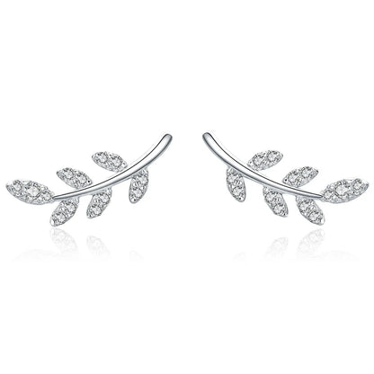 WOSTU Flower Heart Stud Earrings 100% 925 Sterling Silver Pearl Small Earrings For Women Wedding Engagement Jewelry Gifts