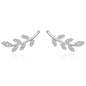 WOSTU Flower Heart Stud Earrings 100% 925 Sterling Silver Pearl Small Earrings For Women Wedding Engagement Jewelry Gifts
