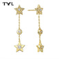 TYYL Star Tassel Long Dangle Earrings 925 Silver Needle 18k Gold Plated Star Pendant Drop Stud Earring For Women Girls Jewelry