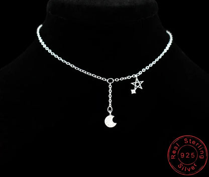 New Fashion 925 Sterling Silver Star&Moon Zircon Pendant Anklet Bracelet Constellation Symbol Foot Chain Women&Girl Jewelry Gift