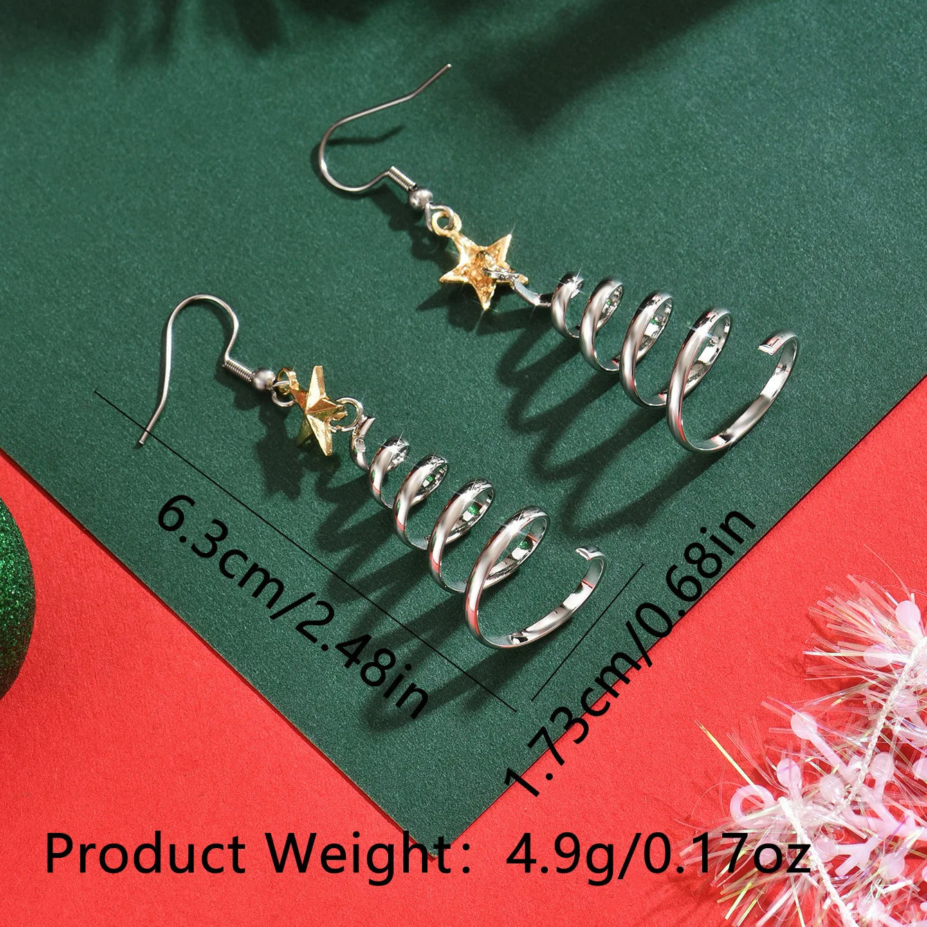 Rotating Christmas Tree Star Pendant Earrings Christmas Series Simple Advanced Jewelry Women's Creative Personalized Girl Gift