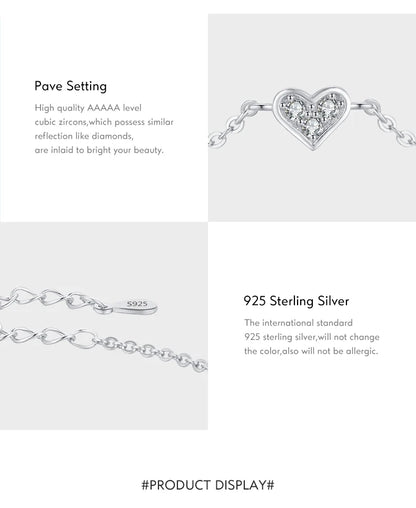 Modian 2023 New Design Real 925 sterling silver Heart CZ Bracelet Fashion Crystal Wedding Lady Classic  Romantic Jewelry