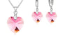 Love Heart Shape Women 925 Sterling Silver Bridal Jewelry Set For Wedding Fashion Crystal Pendants Necklaces Earring Set