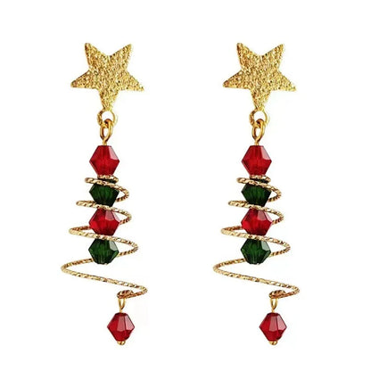 Rotating Christmas Tree Star Pendant Earrings Christmas Series Simple Advanced Jewelry Women's Creative Personalized Girl Gift