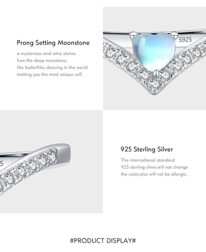 MODIAN Genuine 925 Sterling Silver Exquisite Arrow Finger Rings For Women Heart Love Moonstone Band Fashion Fine Jewelry