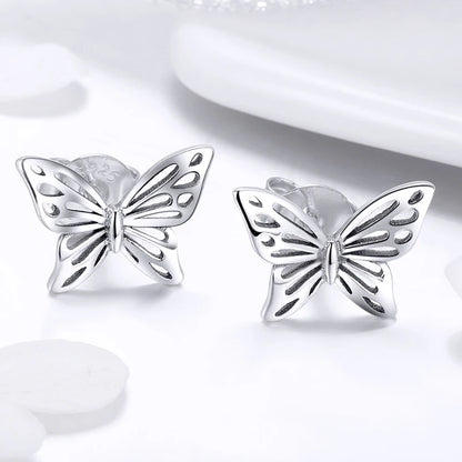WOSTU Flower Heart Stud Earrings 100% 925 Sterling Silver Pearl Small Earrings For Women Wedding Engagement Jewelry Gifts