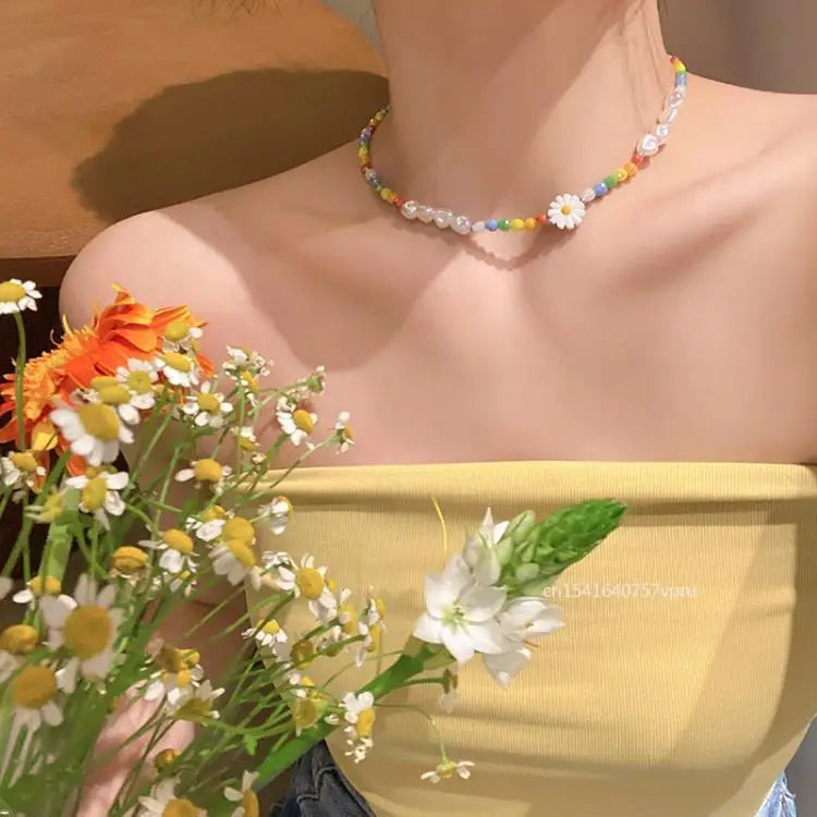 Multicolour Bead Choker Necklace Pendant Bead Decoration Bracelet Bohemia Summer Beach Beach Clavicle Chain Jewelry