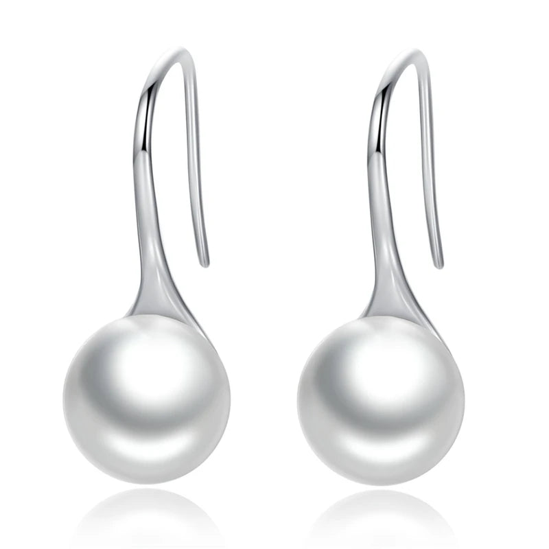 WOSTU Flower Heart Stud Earrings 100% 925 Sterling Silver Pearl Small Earrings For Women Wedding Engagement Jewelry Gifts