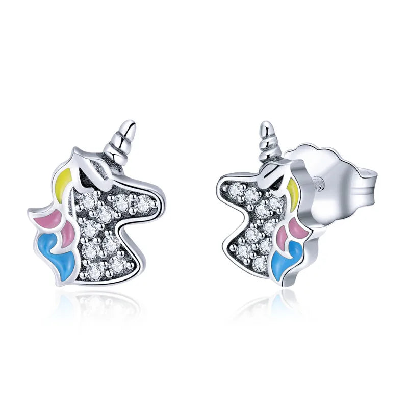 WOSTU Flower Heart Stud Earrings 100% 925 Sterling Silver Pearl Small Earrings For Women Wedding Engagement Jewelry Gifts