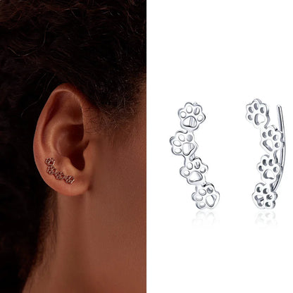 WOSTU Real 100% 925 Sterling Silver Lovely Cat Pet Stud Earrings For Women S925 Silver Earring Fashion Jewelry Gift FIE073