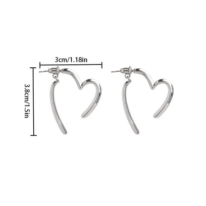 Fashion Personality Love Earrings for Women Niche Design Sense Girl Golden Earrings Simple Jewelry Gift Silvery