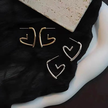 Genuine 925 Sterling Silver Earrings For Women Girls French Heart Ear Studs Piercing Jewelry pendientes mujer