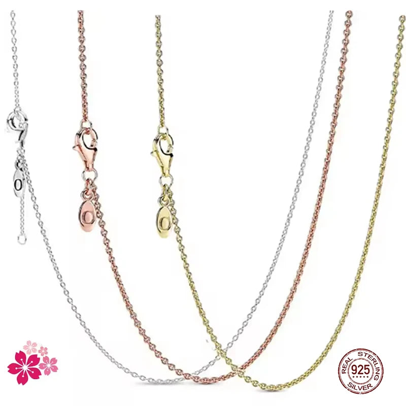 Charm 925 sterling silver rose gold necklace suitable for original design DIY women's Valentine's Day classic jewelry