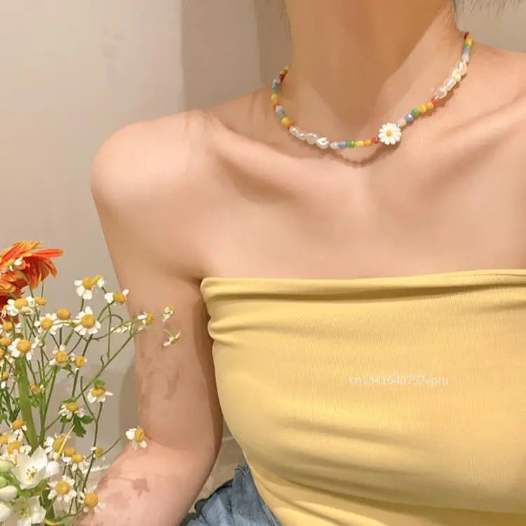 Multicolour Bead Choker Necklace Pendant Bead Decoration Bracelet Bohemia Summer Beach Beach Clavicle Chain Jewelry