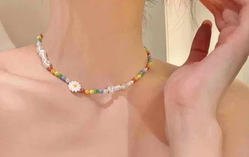 Multicolour Bead Choker Necklace Pendant Bead Decoration Bracelet Bohemia Summer Beach Beach Clavicle Chain Jewelry