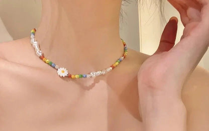 Multicolour Bead Choker Necklace Pendant Bead Decoration Bracelet Bohemia Summer Beach Beach Clavicle Chain Jewelry
