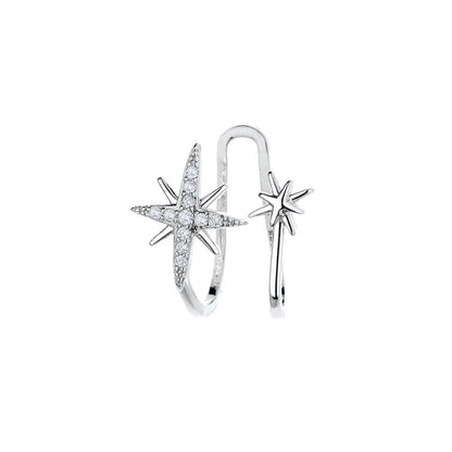 Fashion Unique Eight Pointed Star Clip Earrings For Women Girls No Piercing Fake Cartilage Ear Cuff Party Jewelry Gifts
