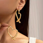 Fashion Personality Love Earrings for Women Niche Design Sense Girl Golden Earrings Simple Jewelry Gift Silvery