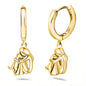 Cute Two Tone Gold Silver Color Women and Dog Stud Earrings Dog Mom Small Hoop Earrings Animal Pet Jewelry
