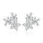 WOSTU Flower Heart Stud Earrings 100% 925 Sterling Silver Pearl Small Earrings For Women Wedding Engagement Jewelry Gifts