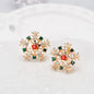 New Zircon Christmas Tree Earrings for Women Shiny Rhinestone Star Pearl Stud Earring New Year Xmas Festival Ear Jewelry