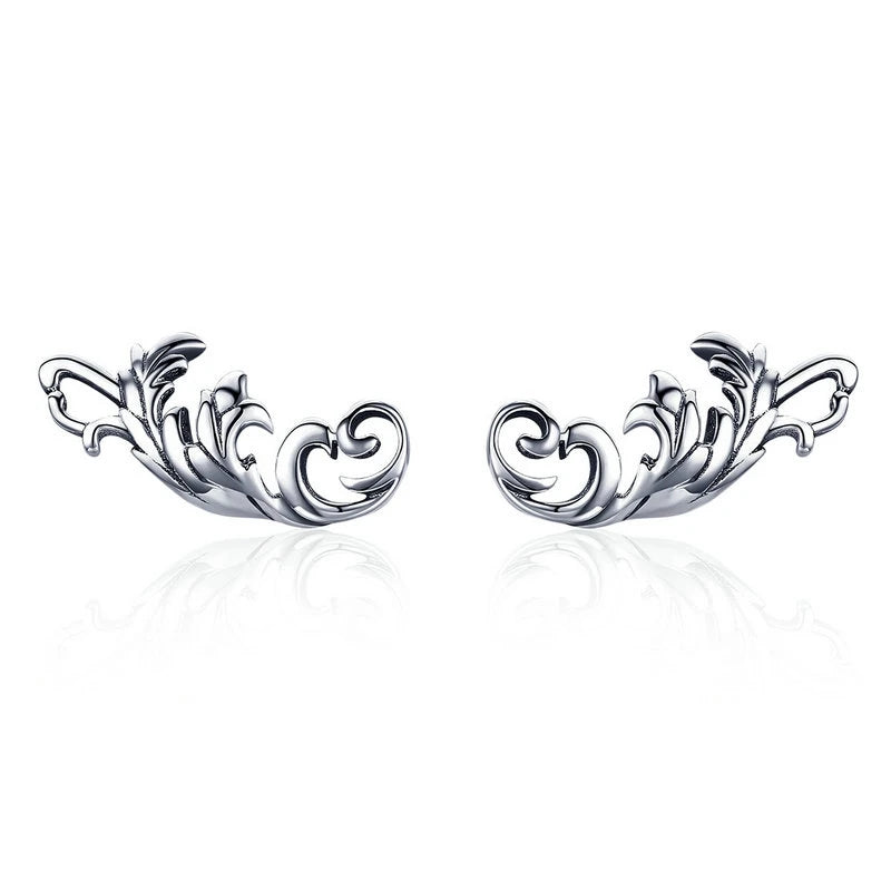 WOSTU Flower Heart Stud Earrings 100% 925 Sterling Silver Pearl Small Earrings For Women Wedding Engagement Jewelry Gifts
