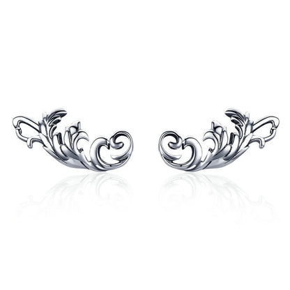 WOSTU Flower Heart Stud Earrings 100% 925 Sterling Silver Pearl Small Earrings For Women Wedding Engagement Jewelry Gifts