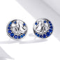 WOSTU Flower Heart Stud Earrings 100% 925 Sterling Silver Pearl Small Earrings For Women Wedding Engagement Jewelry Gifts
