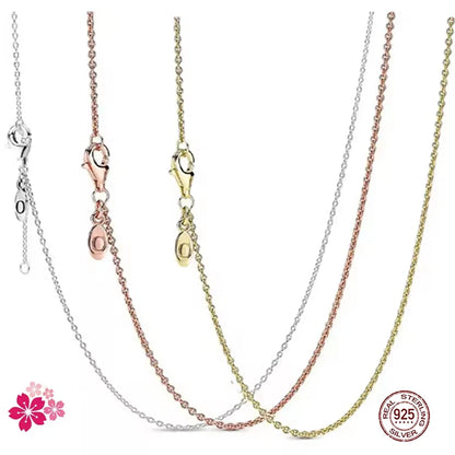 Charm 925 sterling silver rose gold necklace suitable for original design DIY women's Valentine's Day classic jewelry