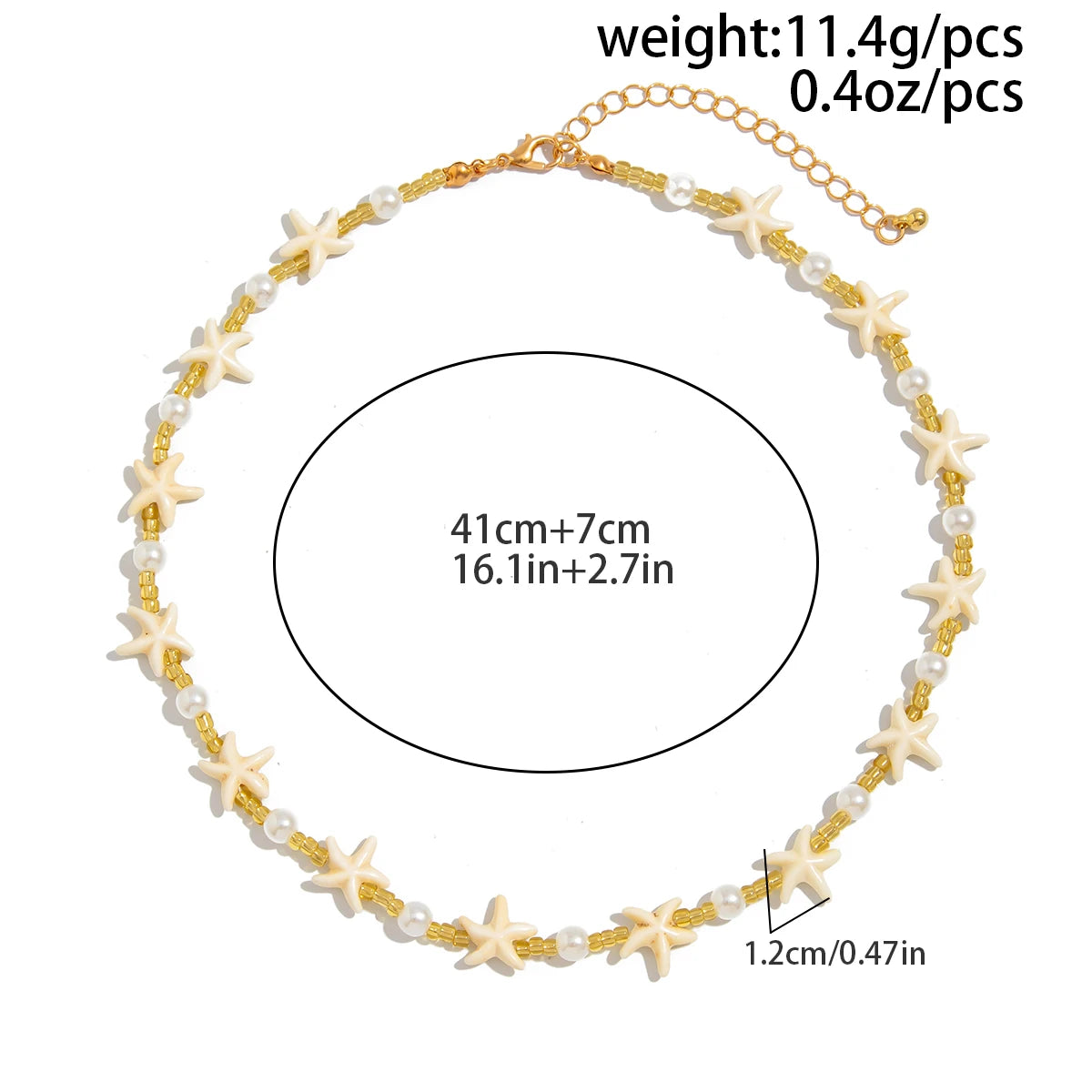 Ingemark Boho Starfish Imitation Pearl Choker Necklace for Men 2025 Trend Goth Adjustable Clavicle Chain Surfers Beach Jewelry