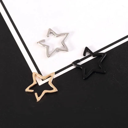 2Pcs 2024 New Fashion Hollow Star Fake Piercing Ear Cuff Non-Piercing Ear Clip Earrings For Women Man Earrings Jewelry Gift