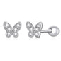 WOSTU Flower Heart Stud Earrings 100% 925 Sterling Silver Pearl Small Earrings For Women Wedding Engagement Jewelry Gifts