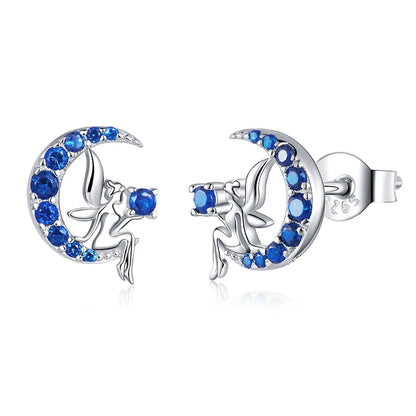 WOSTU Flower Heart Stud Earrings 100% 925 Sterling Silver Pearl Small Earrings For Women Wedding Engagement Jewelry Gifts
