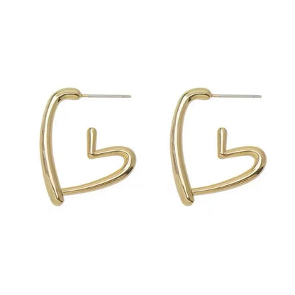 Genuine 925 Sterling Silver Earrings For Women Girls French Heart Ear Studs Piercing Jewelry pendientes mujer