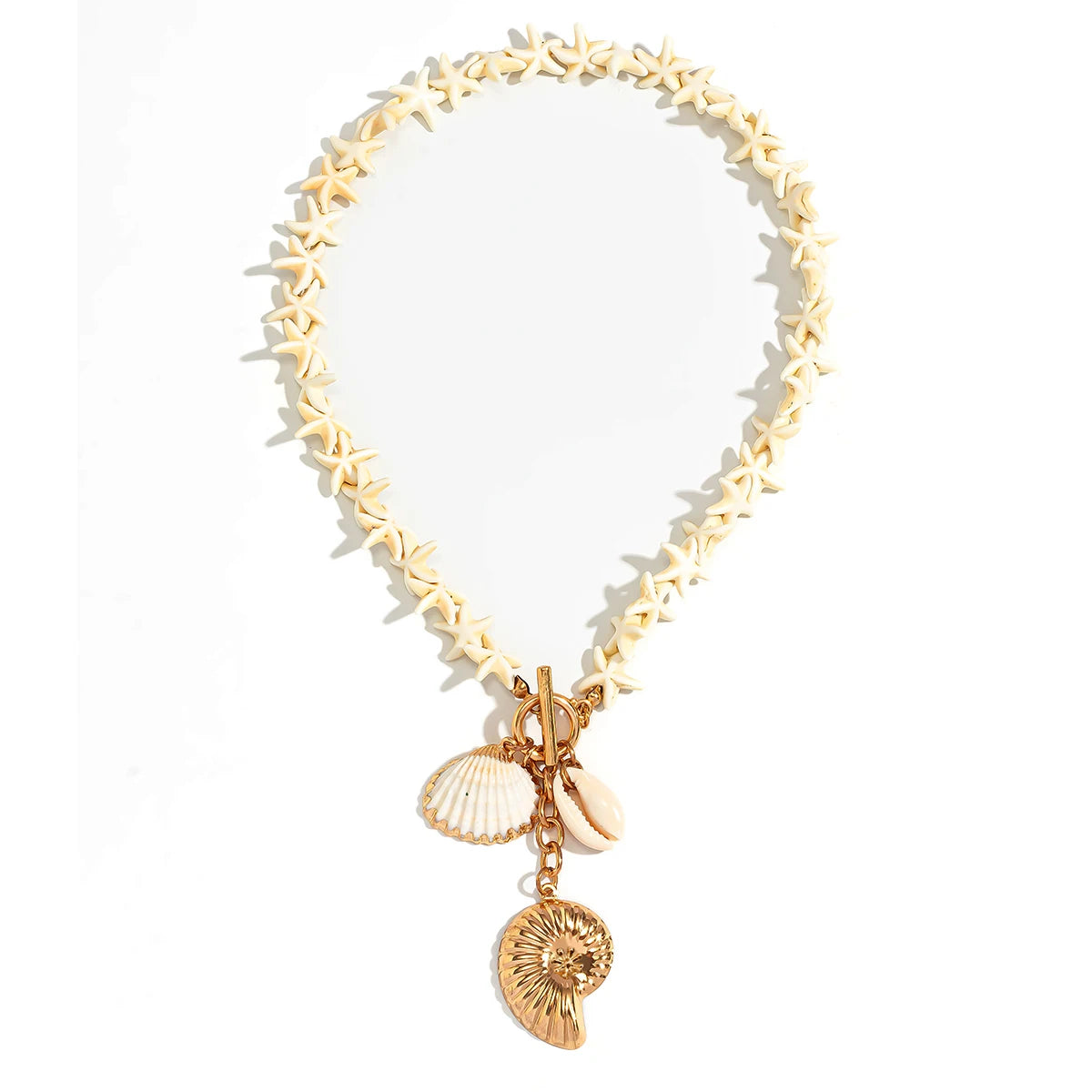 Lacteo Bohemia White Color Star Chain Necklace Summer Ocean Beach OT Buckle Snail Pendant Adjustable Metal Necklace Jewelry Gift