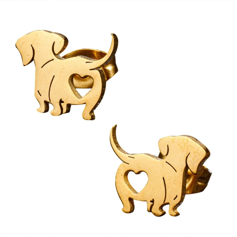 2023 New Dachshund Earring Unique Animal Fashion Ear Jewelry Pet Dog Ear Studs Dachshund Ear Pins Alloy Material for Daily