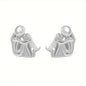 Cute Two Tone Gold Silver Color Women and Dog Stud Earrings Dog Mom Small Hoop Earrings Animal Pet Jewelry