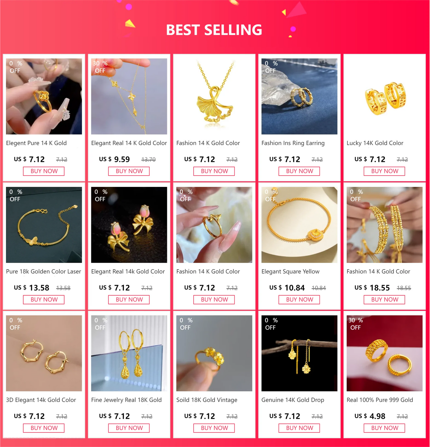 Pure 14k Gold Color Lucky Bead Bracelet for Women Bride Wedding Birthday Valentine's Day Drop Earrings Jewelry Gifts