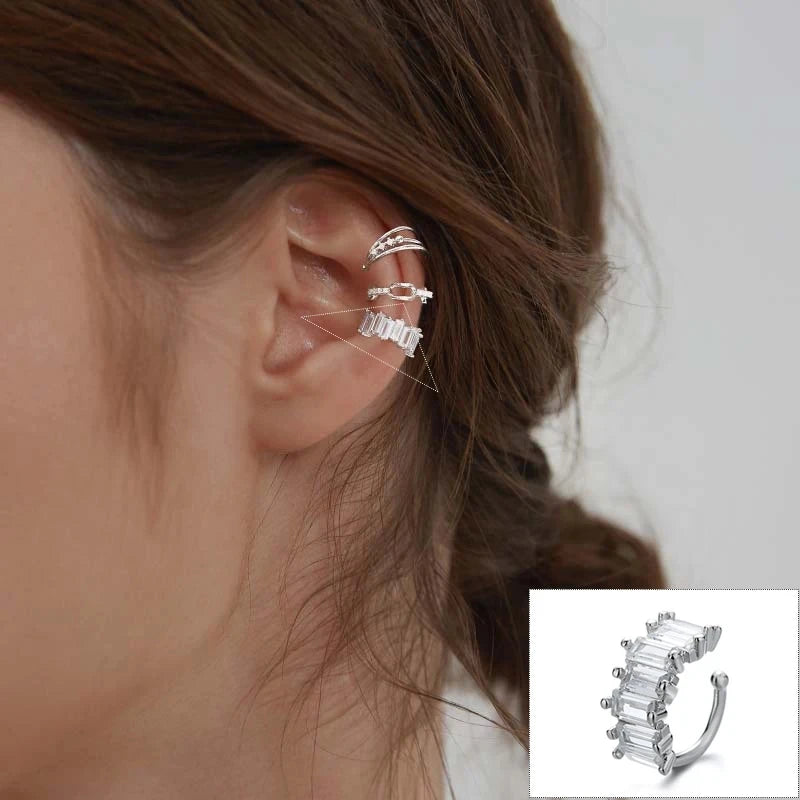 Fashion Unique Eight Pointed Star Clip Earrings For Women Girls No Piercing Fake Cartilage Ear Cuff Party Jewelry Gifts