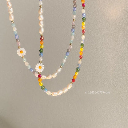 Multicolour Bead Choker Necklace Pendant Bead Decoration Bracelet Bohemia Summer Beach Beach Clavicle Chain Jewelry